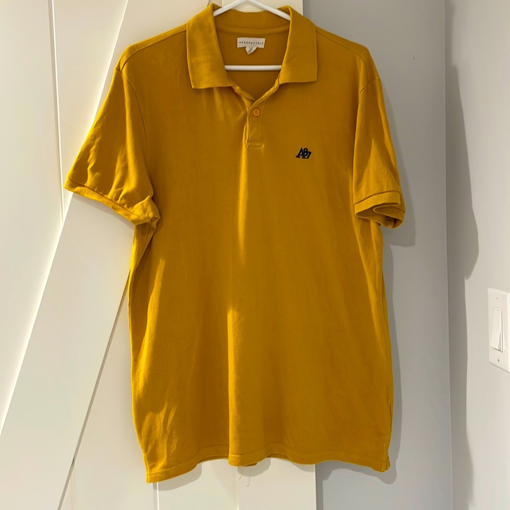 Aeropostale MENS XL mustard yellow short sleeve polo shirt